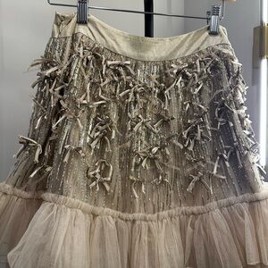 REDValentino gold and cream sequin bow skirt